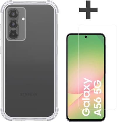Hoesje met Screenprotector Geschikt voor Samsung Galaxy A56 Hoesje Siliconen Shockproof Case - Arara Backcover- Transparant