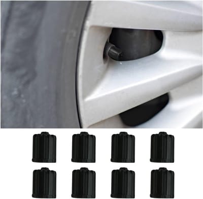 Autobandventieldoppen - Set van 8 Stuks - Kunststof Ventieldoppen - Stofkappen met Afdichtring - Geschikt voor SUV en Vrachtwagen - Zwart