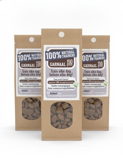 animalking Natural Trainers - Trainingssnacks - Garnaal - voor Honden - Graanvrij & Hypoallergeen - 3 x 150 gram