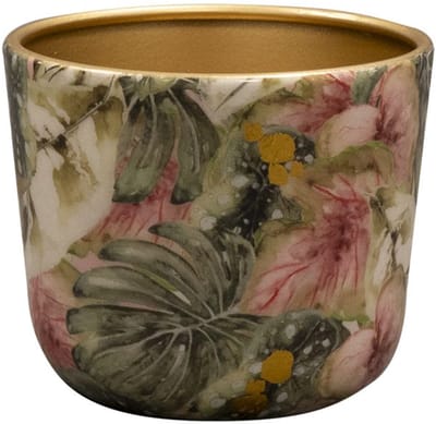 TS Collection - Vaas conisch Monstera mystery - 8x7 - Metaal & Epoxy - Exclusieve woonitems voor binnen - Handgemaakt - Unieke print - Designed by Lammie