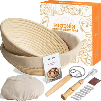 Rijsmand Brood - Zuurdesem Mand - Brood Bakken - Handgeweven Rotan - Set van 2 - Beige