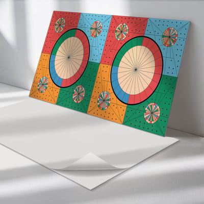 Wallfluent Vinyl Wandpaneel - Geometrisch patroon met cirkels Zelfklevend Muurpaneel - 100 cm x 50 cm - Romig Vinyl Wandpaneel - 1 stuk - Rechthoekig Wandbekleding Vinyl - Abstractie Wandpaneel - Vinyl Wandbekleding - Wandpaneel Keuken en Badkamer