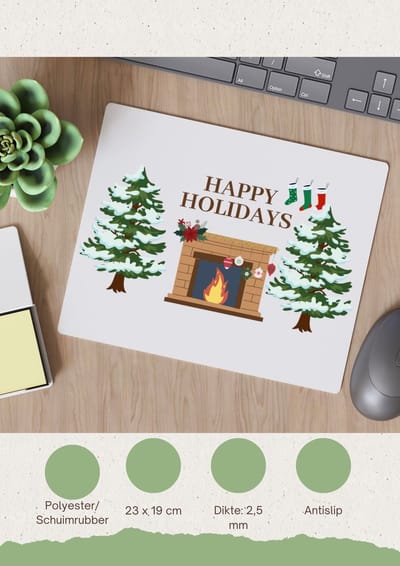 Akyol - kerst happy holidays Muismat - Kerstmis - kerst beker - winter - kerst - christmas - kerst cadeau - 23 bij 19 cm