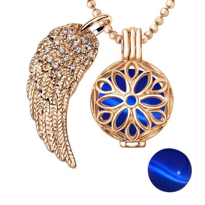 Engelenroeper 18mm Bolhouder met Ketting 90cm en Bolletje - Dames - Roségoudkleurig Bloem - EBS18122