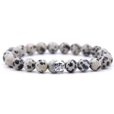 Mala armband van natuursteen – Dalmatiër Jaspis steen – buddha / boedha – 20 cm - Rhylane®