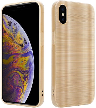 Cadorabo Hoesje geschikt voor Apple iPhone XS MAX in Brushed Goud - Beschermhoes Case Cover van flexibel TPU silicone in Brushed design