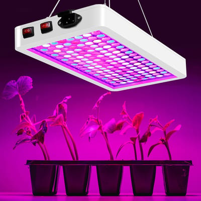 MUPOO LED Growlight Groeilamp – Kweeklamp led full spectrum voor Groei en Bloei – Ideaal voor Indoor Garden, Kas & Hydroponics – Met Dual Switch & Verstelbare Ketting – 47W – Wit – 30×20cm – 192LED