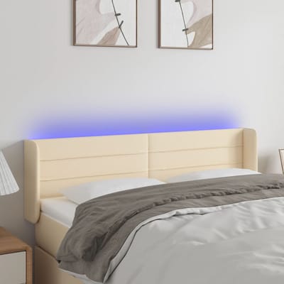 vidaXL - Hoofdbord - LED - 147x16x78/88 - cm - stof - crèmekleurig