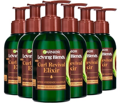 Garnier Loving Blends Avocado Olie & Shea Boter Curl Revival Elixir - Intens Voedende Haarolie - Haarverzorging voor Zeer Droog, Golvend of Krullend Haar - 6x 120 ml