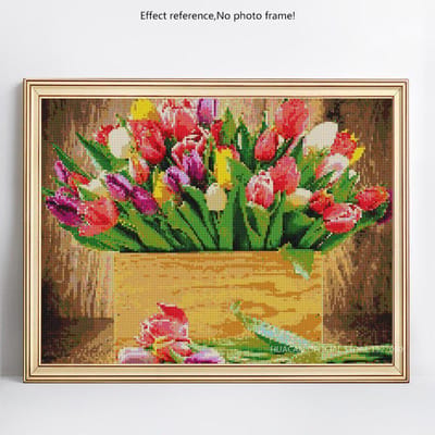 Broderie Diamant 5D DIY Affichage Complet Fleur Point de Croix Mosaïque Peinture Diamant Ronde Complète 20X30CM beige