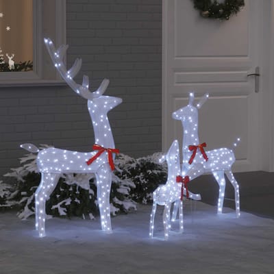 vidaXL - Rendierfamilie - 3 - st - 300 - LED's - Koudwit - 68 - x - 26 - x - 127 - cm - Stof