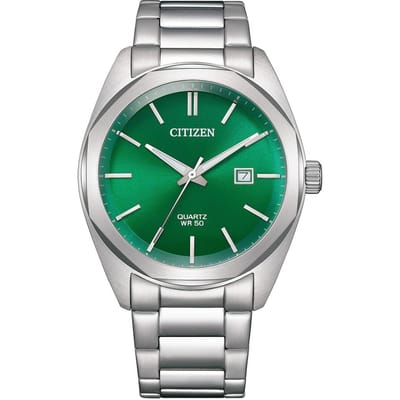 CITIZEN Citizen horloge quartz analoog roestvrij staal metaal zilver groen heren 3-wijzer BI5110-54X [artikel] blue