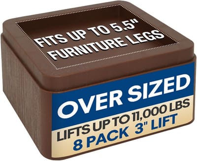 Bedverhogers - Meubel Lifters - Meer Ruimte Creëren - Stapelbaar Ontwerp - 8 Stuks 3 Inch - Bruin