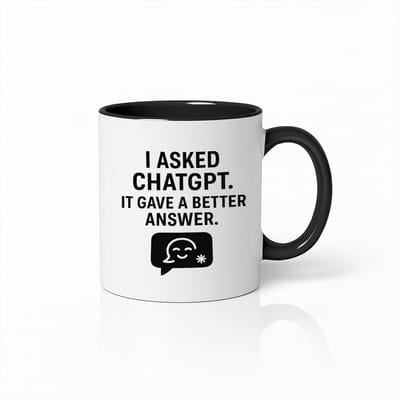 “I Asked ChatGPT, It Gave a Better Answer” Wit-Zwarte Mok – Grappige AI Quote Print – 330 ml Koffiebeker