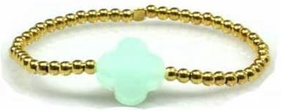 Heaven Eleven - dames - armband - 925 - zilver - Verguld - Goud - mintgroene - bloem
