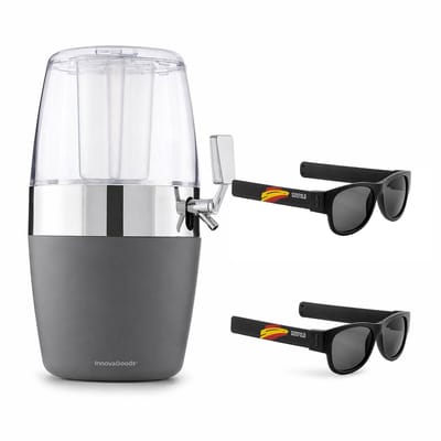 Pack Dispenser voor Koel Bier InnovaGoods en 2 Opvouwbare Zonnebrillen Sunfold Spain Black