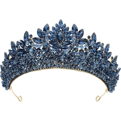 Barok Europese en Amerikaanse Schoonheidswedstrijd Bruidskroon Tiara Legering Kristal Bruiloft Hoofdband Haaraccessoires Kroon gray