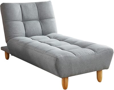 Vente-unique Chaise longue Klik-Klak van stof - Grijs L 84 cm x H 87 cm x D 165 cm