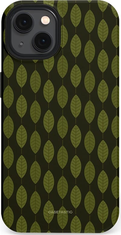 Casetastic hoesje geschikt voor Apple iPhone 13 - MagSafe - Dubbellaagse bescherming - Donkergroene Bladerendek - Fashion Case - Zwart Donkergroen
