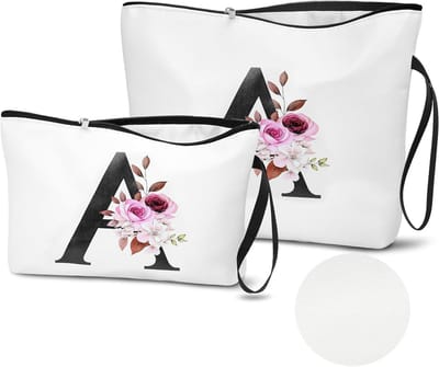 Cosmeticazakjes van PU-leer, 2-delige set met letters, perfecte make-upoplossing en cadeau voor vrouwen
