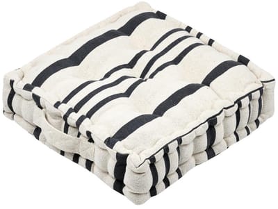 Stof Textile Vloerkussen Beach - creme wit/grijs - katoen - 45 x 45 x 10 cm - Extra dik - extra zitplaatsen - spelen - gamen - relaxen
