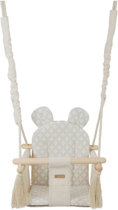 Baby schommel - hout - crème met diamant - tot 20 kg
