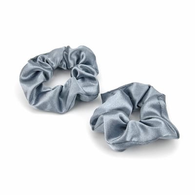 Set van 2 haarelastiekjes voor vrouwen, zijdezacht, elastisch, hoogwaardig satijnen paardenstaarthouder, voor lang, fijn en dik krullend haar, voor meisjes, blauw
