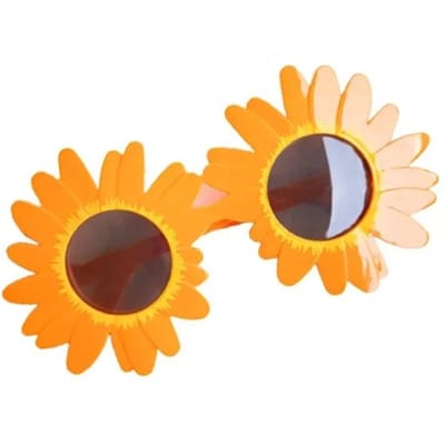 Lunettes de soleil Tournesol Petite forme Marguerite Lunettes de soleil Lunettes décoratives amusantes pour fête Lunettes en plastique Accessoires de réunion Pique-nique Photographie