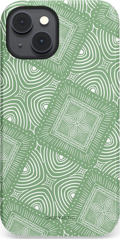 Casetastic Hoesje Geschikt voor Apple iPhone 14 Plus Magsafe - Stijlvolle Beschermende Duo-layer Case - Groene Mandala