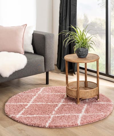 Rond berber vloerkleed - Habitat roze/wit 240