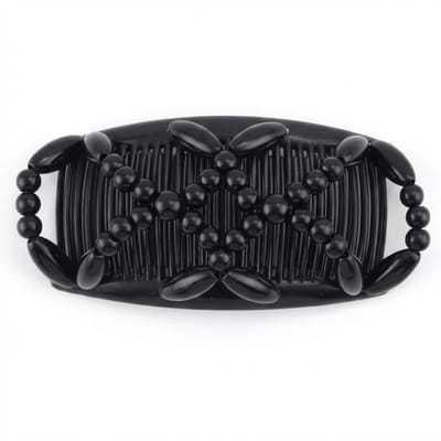 Magic hair clip – double comb – volledig zwart – elastische kralen haarclip – sterke grip – voor dik en dun haar – beaded hair comb – opsteekkapsels