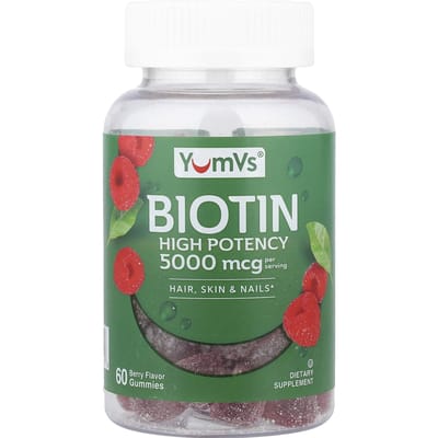 YumVs Biotine Gummies, Hoge Potentie, Bes, 60 Gummies (2.500 mcg per Gummy)