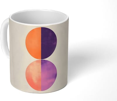 Mok - Koffiemok - Abstract - Cirkels - Paars - Mokken - 350 ML - Beker - Koffiemokken - Theemok