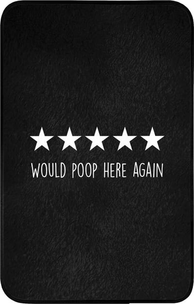 WC mat 50x80 cm - Antislip - Quotes - Would poop here again - Humor - Zwart - Spreuk - Toiletmat - Vloermat - Douchemat - Toilet tapijt - Toiletmatten