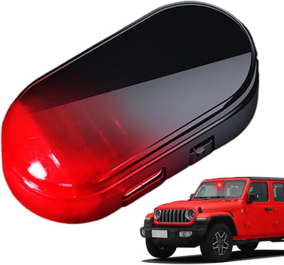 Zonne-autoalarmlicht - Waarschuwingslamp Auto - Voertuig Beveiligen - Zonne-energie Aangedreven - 10 x 5 x 3 cm - Zwart