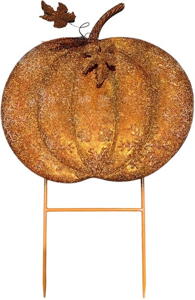 Clayre & Eef Tuinsteker Pompoen Oranje Metaal Herfst decoratie