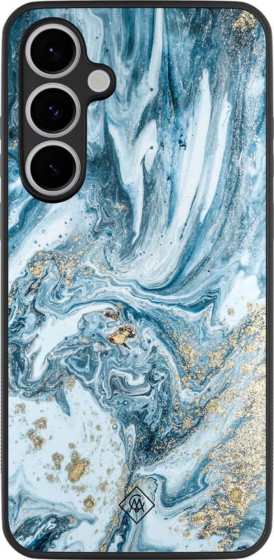 Casimoda® hoesje - Geschikt voor Samsung Galaxy S24 FE - Marble Sea - Zwart TPU Backcover - Marmer - Blauw