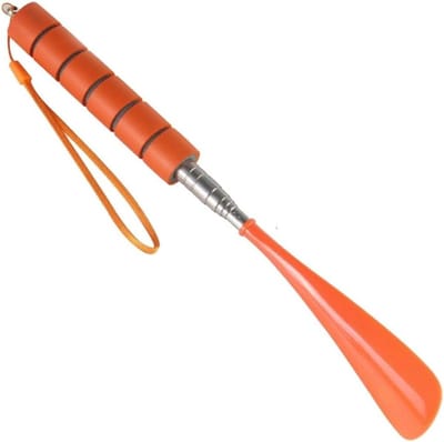 Metalen Schoenlepel - Lange Schoenhelper - Gemakkelijk Schoenen - Uitschuifbaar Handvat - 30-70 cm - Oranje Blauw
