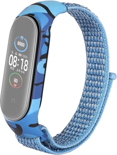 Nylon bandje camouflage case - geschikt voor Xiaomi Mi Band 3 / Mi Band 4 / Mi Band 5 / Mi Band 6 - blauw