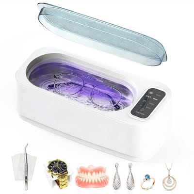 RONN® Brillenbad - Reinigingsapparaat - Ultrasone Bad - Compact - met 4 Standen - Wit - 21cm x 10cm x 7cm