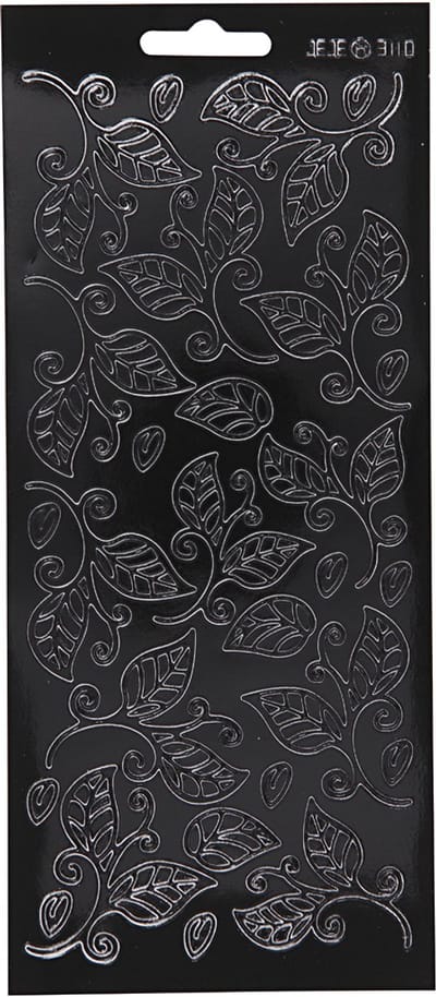 Stickers, bladeren, vel 10x23 cm, zwart, 1 vel