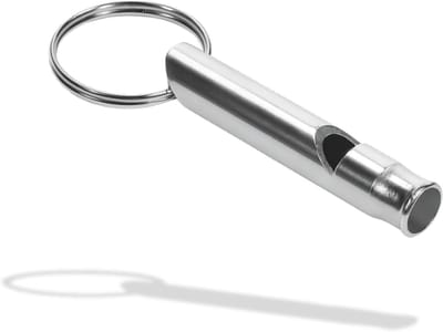 Signaalfluitje Aluminium - Handfluitje Scheidsrechterfluitje - Outdoor Sport Hondentraining - Lichtgewicht Robuust Geluid - Compact Met Sleutelring - Zilver