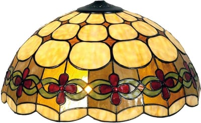 Lumilamp Lampenkap Tiffany Ø 40x23 cm Beige Rood Glas Roos
