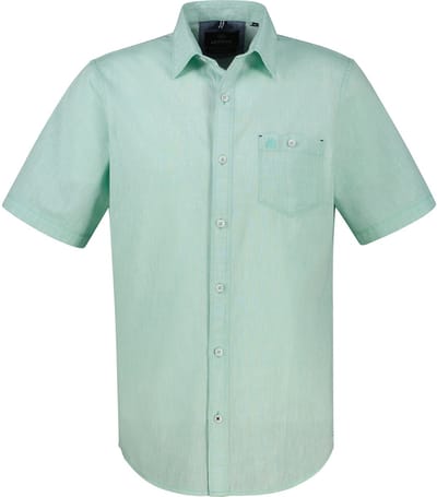 LERROS Effen overhemd met korte mouwen in grote maten , Maat: 3XL , Kleur: MINT WATER , 80% katoen, 20% linnen