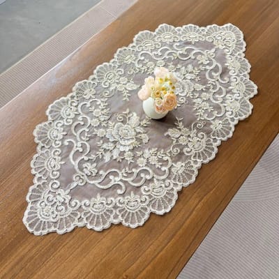 35x83cm Luxe Vintage Ovale geborduurde Woonkamer Koffie tafelkleed Thee dienblad wijnset Kerst Bruiloft slaapkamer decoratie 35x83cm