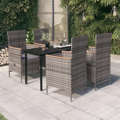 vidaXL - 5-delige - Tuinset - met - kussens - grijs