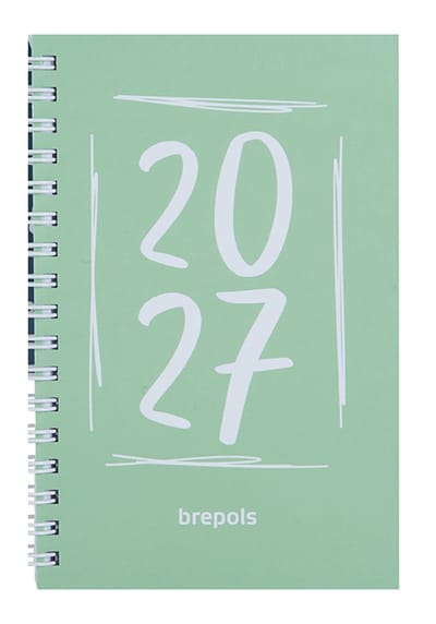 Brepols agenda 2027 - POCKET [0.767] - DOODLE DASH - Zakagenda - 1 week op 2 pagina's - Weekoverzicht - Wire-O - Groen - 9.7 x 15 cm/Klein formaat!!