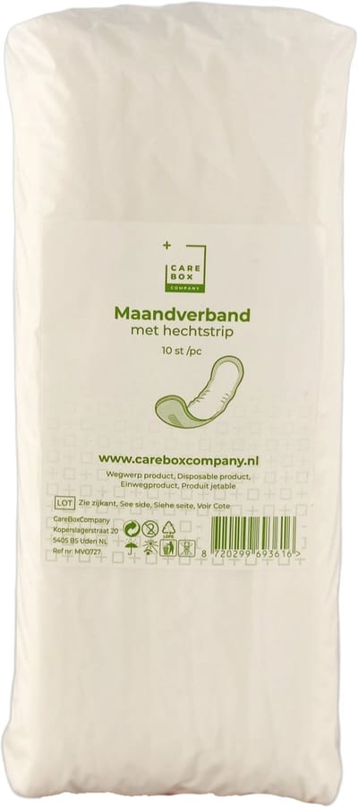 CareBoxCompany Maandverband met hechtstrip 27 x 7 (10 stuks)
