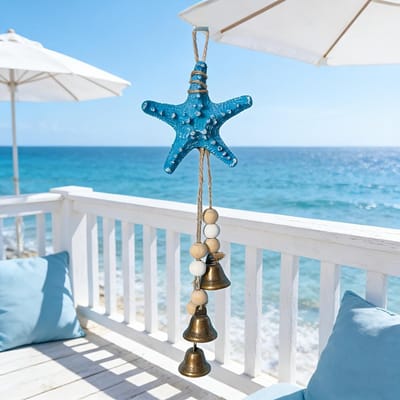 Kust Resin Zeester Windgong Met Bel Oceaan Thema Hangdecoratie Geschikt Voor Hometerras Portiek. Zomer must-have blauw