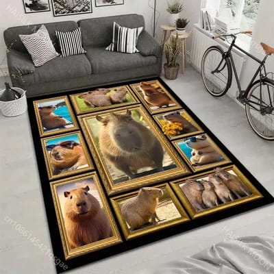 15 Maten Capibara Print Tapijt Vloerkleed voor Huis Woonkamer Slaapkamer Kinderkamer Computerkamer Antislip Vloermat Speelgebied Vloerkleed voor Cadeau 70x100cm (28x39in)